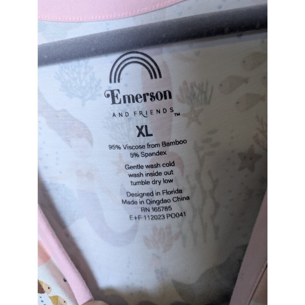 Emerson & Friends 2 Piece Bamboo Mermaid Short Sleeve Shorts Pajama Set Women XL - Picture 8 of 13